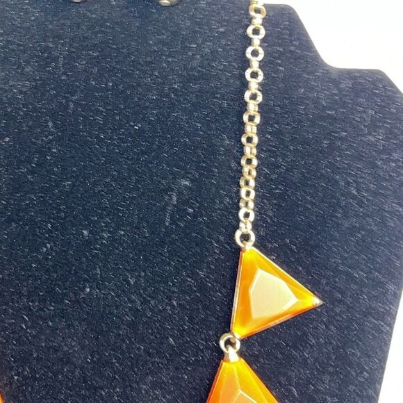 Modern necklace and earring set womans orange and gold rocker futuristic cosplay - Picture 5 of 8